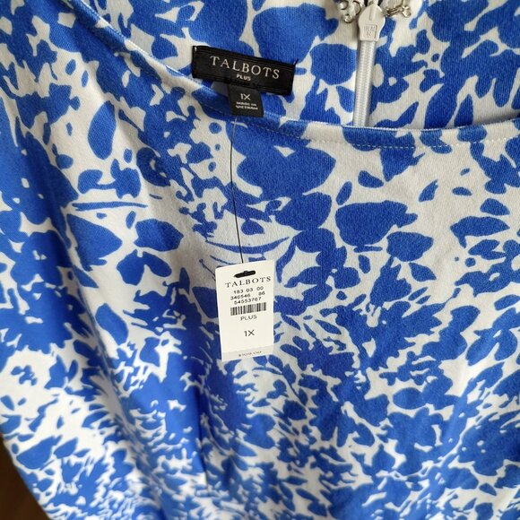 Talbots Sleeveless Blue & White Floral  Dress - Size 1X. NWT - Picture 3 of 3